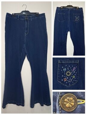 Collectif Bright & Beautiful Donna Flare Jeans Size 2XL